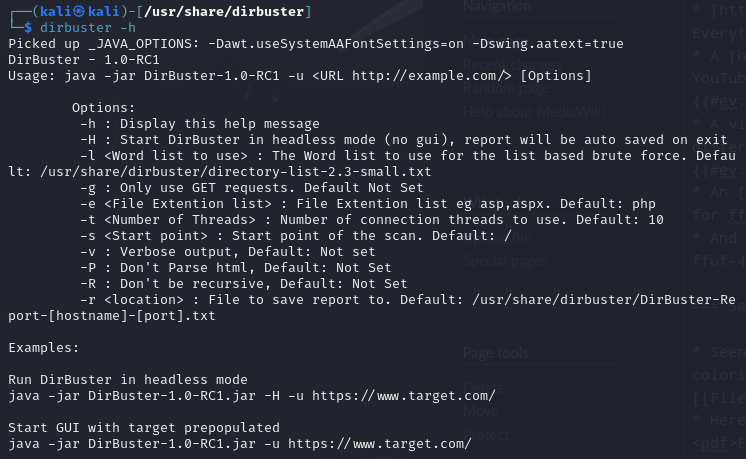 File:DirBuster (James Fisher) - Help Output.png
