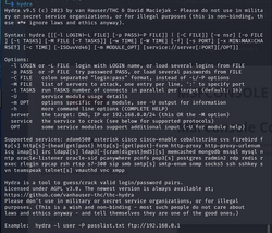 The thc-hydra main program usage/help output
