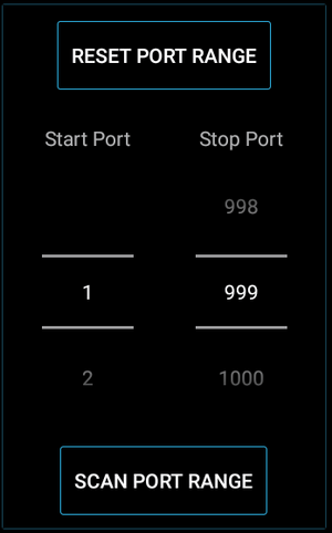 The Port Authority port range selection interface.